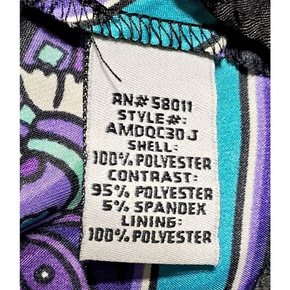 Signature By Sangria Halter Black & Purple Paisley Handkerchief Hem Dress Size 1 - Picture 9 of 10